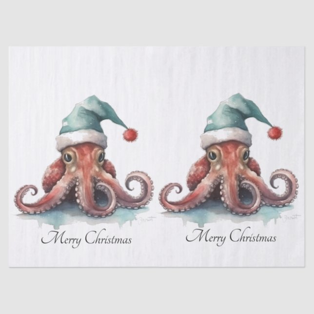 Papel De Seda Alegria de Natal de Octopus, personalizada (Frente )