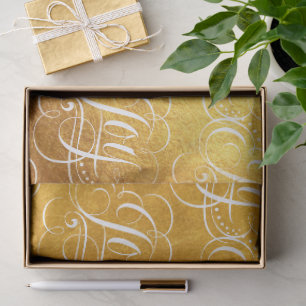 Papel De Seda Alegria - Luxuoso Natal Dourado Falso Folheado