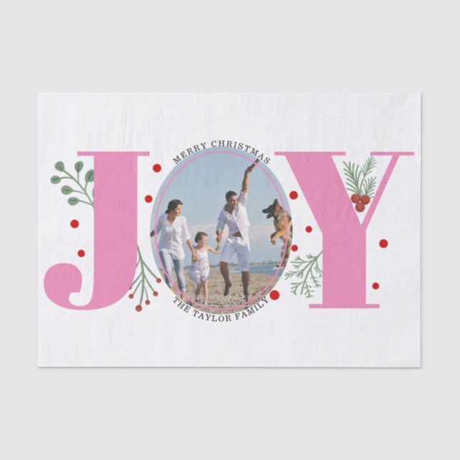 Papel De Seda Alegria Rosa com Areia Foto de Natal (Frente )