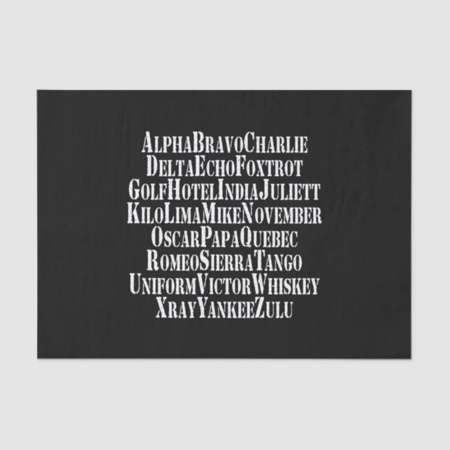 PAPEL DE SEDA ALFABETE FONÉTICO / PALAVRAS DE CÓDIGO (Frente )