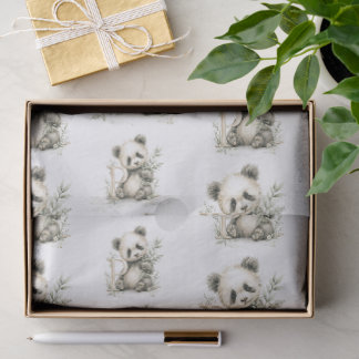 Papel De Seda Alfabeto de animais bebês em aquarela fofa Panda