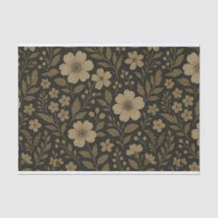 Papel De Seda Algodão Floral Escuro Aquarela