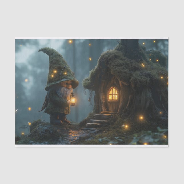 Papel De Seda Algodão Gnomo Encantado à Lua: Fantasia (Frente )