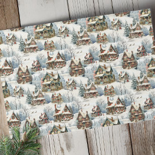 Papel De Seda Algodão Vitoriano Quaint Russo Coberto De Neve