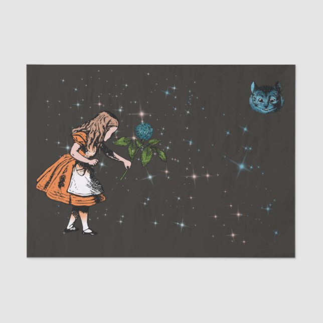Papel De Seda Alice com Clover, Estrelas Grelhas, Gato Cheshire (Frente )