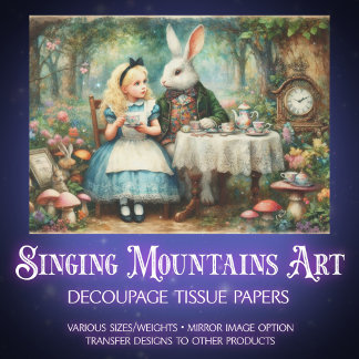 Papel De Seda Alice in Wonderland Fairytale Tea Party Decoupage
