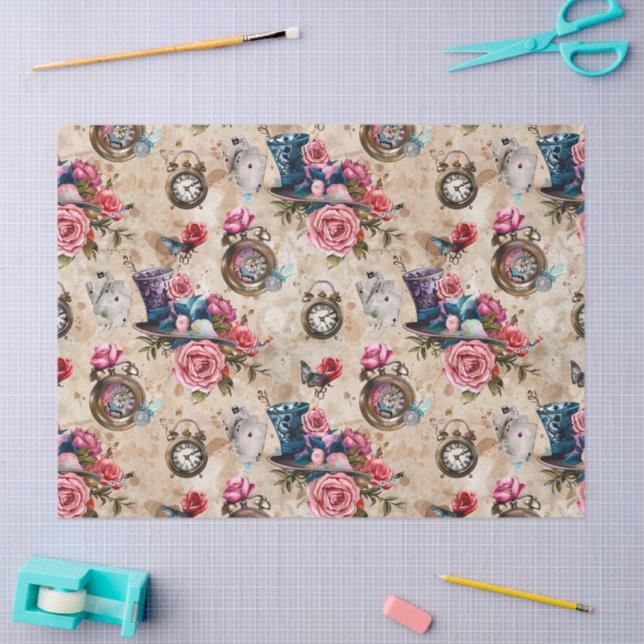Papel De Seda Alice in Wonderland Pattern (Arte )