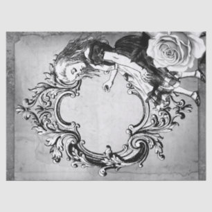 Papel De Seda Alice Negra e Branca no Quadro de Ornamentados da