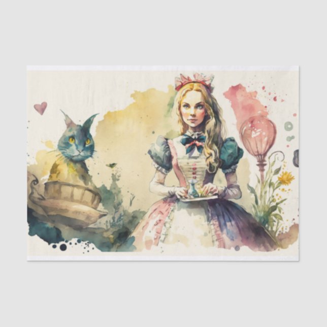 Papel De Seda Alice no mundo maravilhoso da água e da dissociaçã (Frente )