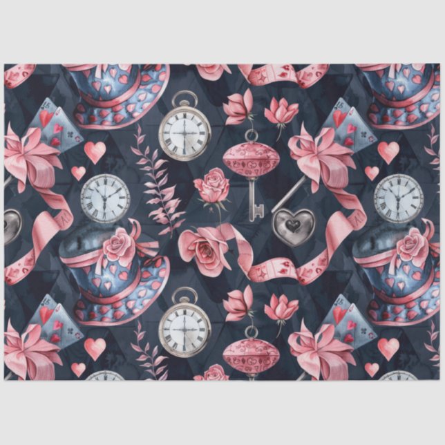 Papel De Seda Alice no padrão das terras maravilhosas (Frente )