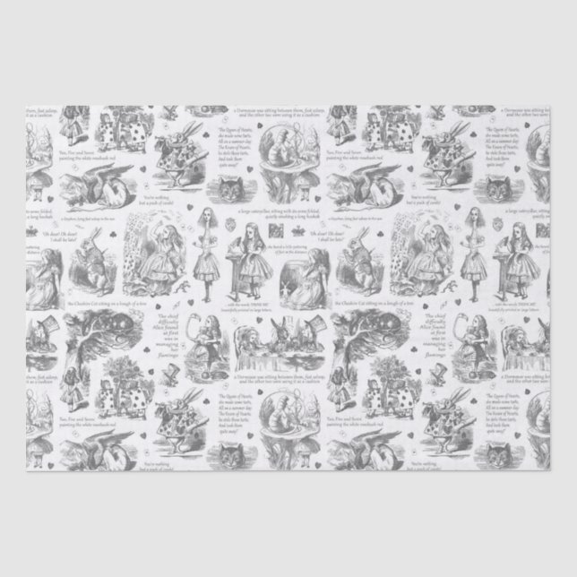 Papel De Seda Alice no País das Maravilhas, Cinzas Brancas (Frente )