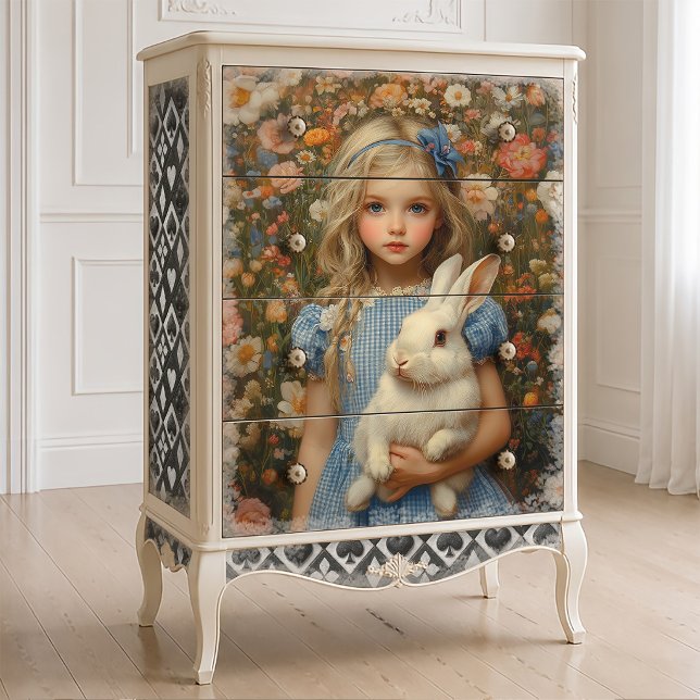 Papel De Seda Alice no País das Maravilhas com Coelho Branco (Criador carregado)