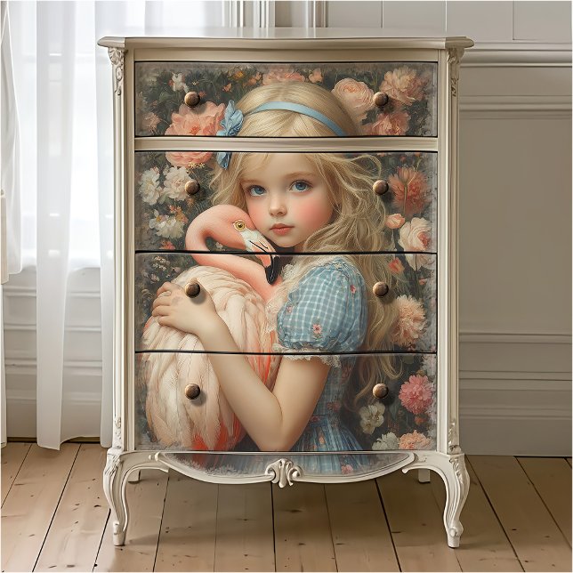 Papel De Seda Alice no País das Maravilhas com Flamingo (Criador carregado)