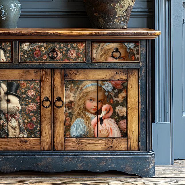 Papel De Seda Alice no País das Maravilhas com Flamingo Rosa (Criador carregado)