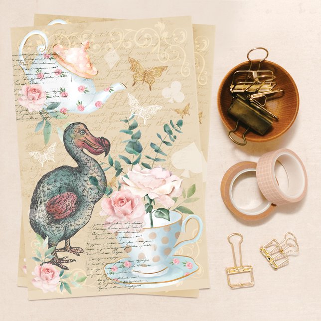 Papel De Seda Alice No País das Maravilhas Decoupage Dodo Bird (Criador carregado)