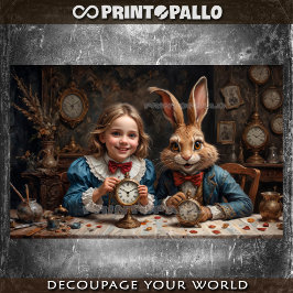 Papel De Seda Alice no País das Maravilhas encontra a Lebre de M