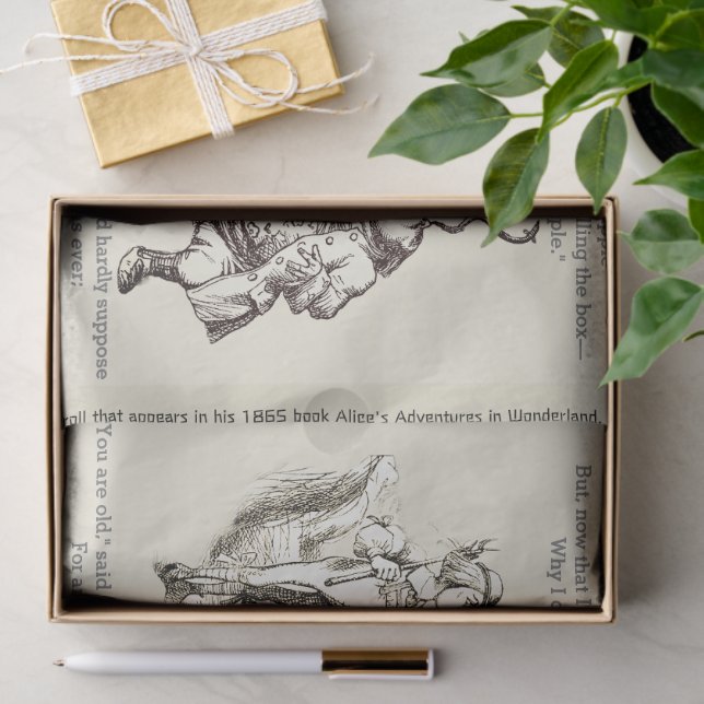 Papel De Seda Alice no País das Maravilhas Lewis Carroll Poem Pa (Presente)