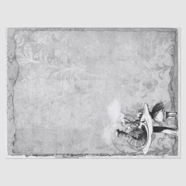 Papel De Seda Alice no País das Maravilhas Negro e Branco (Frente )
