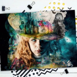 Papel De Seda Alice no País das Maravilhas | Relógio e linha tel