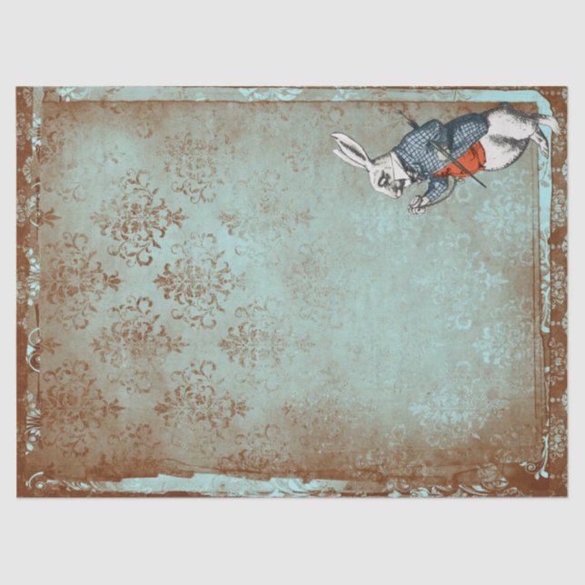 Papel De Seda Alice no País das Maravilhas Rusty Turquesa White  (Frente )