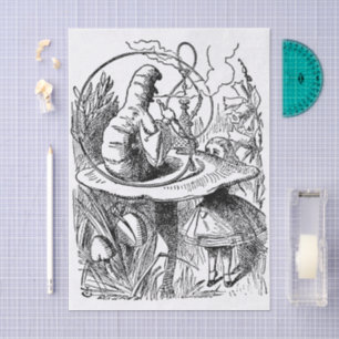 Papel De Seda Alice no País das Maravilhas Vintage Lagarta Nargu