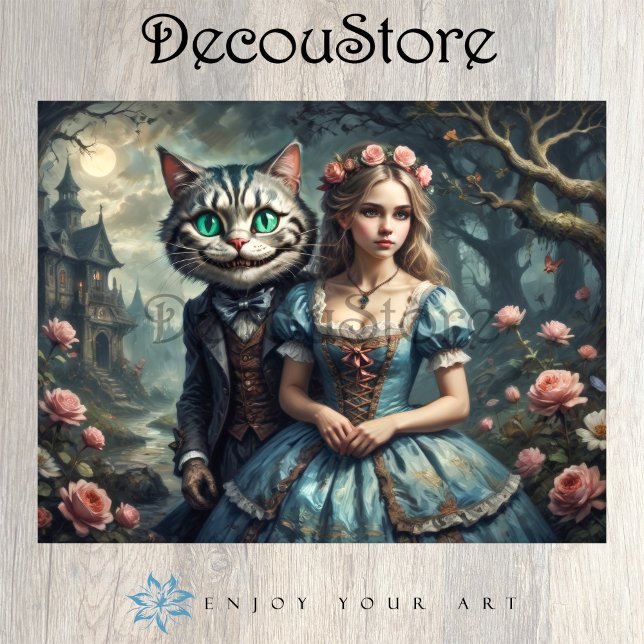 Papel De Seda Alice & o Gato de Cheshire Decoupage (Criador carregado)
