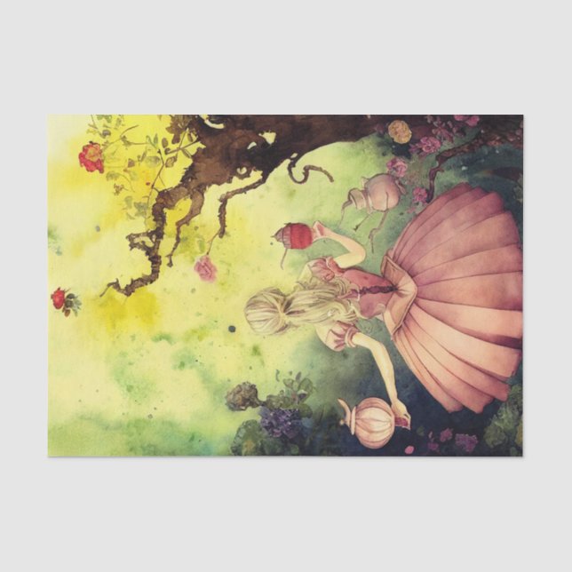 Papel De Seda Alice Whimsical Decoupage no País das Maravilhas (Frente )