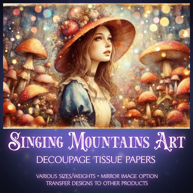 Papel De Seda Alice's Magical Mushroom Wonderland Decoupage (Criador carregado)