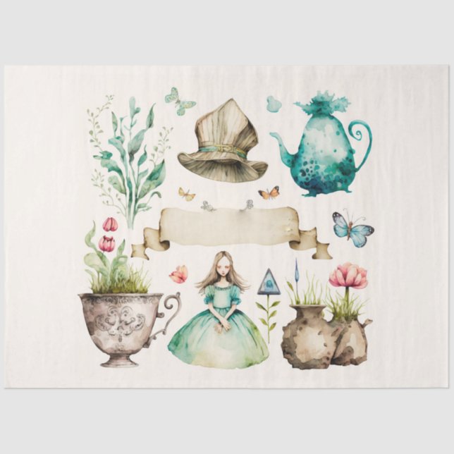 Papel De Seda Alice's Tea Party Series Design 1 (Frente )
