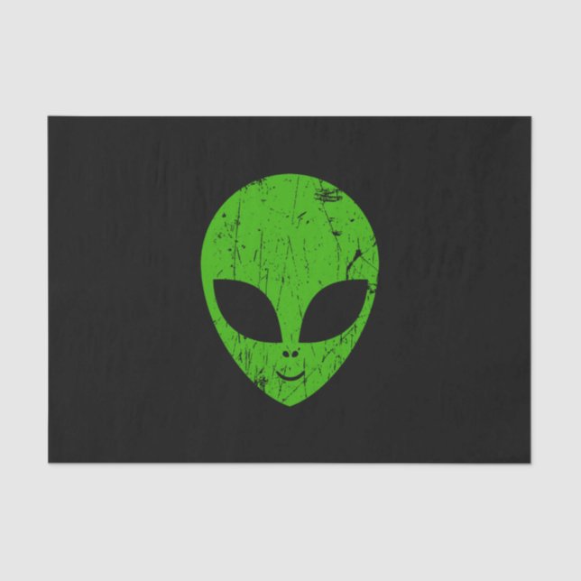 Papel De Seda alien green head ufo science fiction extraterrestr (Frente )