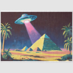Papel De Seda Alienígena OFO Pirâmides Egípcias Decoupage