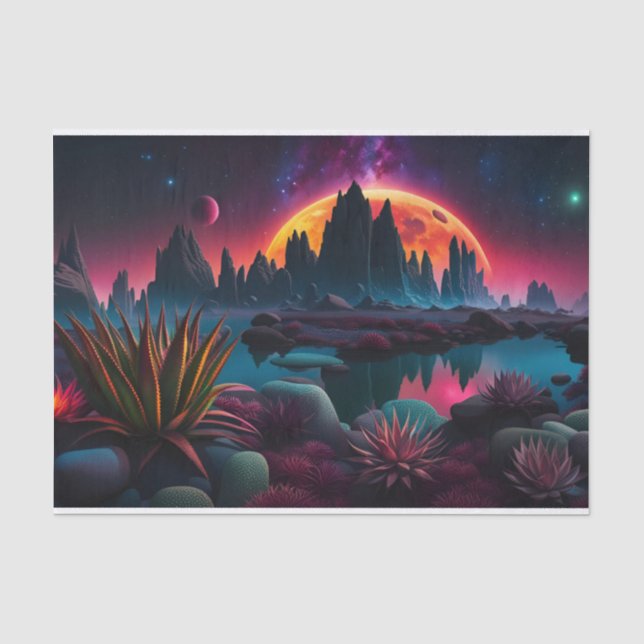 Papel De Seda Alienígena Planeta definindo Lua (Frente )