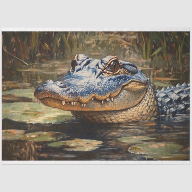 Papel De Seda Alligador na Decoupage de Everglades Wildlife (Frente )