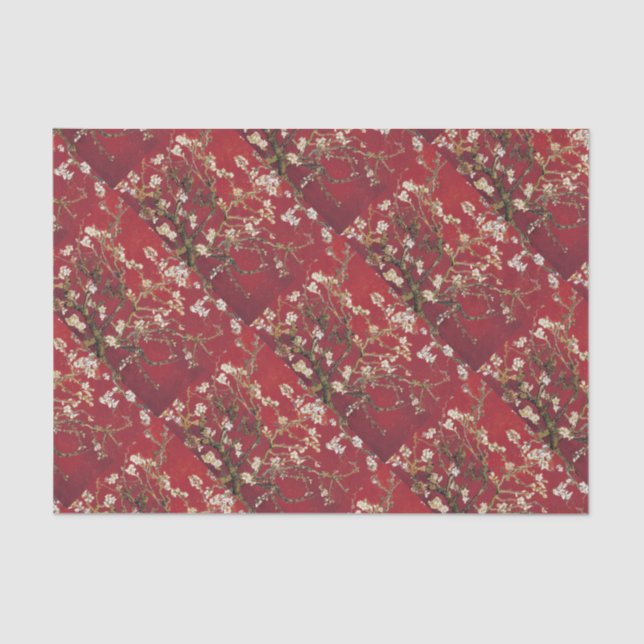 Papel De Seda Almond Blossoms Red Vincent van Gogh Art Painting (Frente )