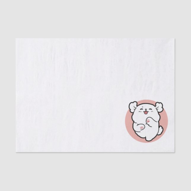 Papel De Seda Alô! - Design de Cartoon Feliz de Cachorro Branco (Frente )
