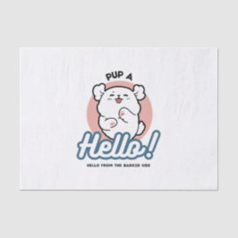 Papel De Seda Alô! - Design de Cartoon Feliz de Cachorro Branco
