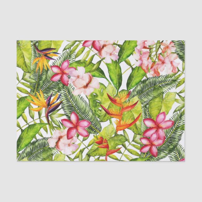 Papel De Seda Aloha flores exóticas tropicais da selva (Frente )
