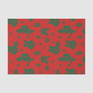 Papel De Seda Aloha Hawaii Green sobre Padrão Vermelho de Natal