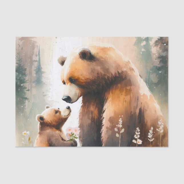 Papel De Seda Alojantes de ursos de aquarela de dissociação (Frente )