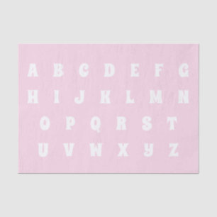 Papel De Seda Alphabet Letters rosa claro branco