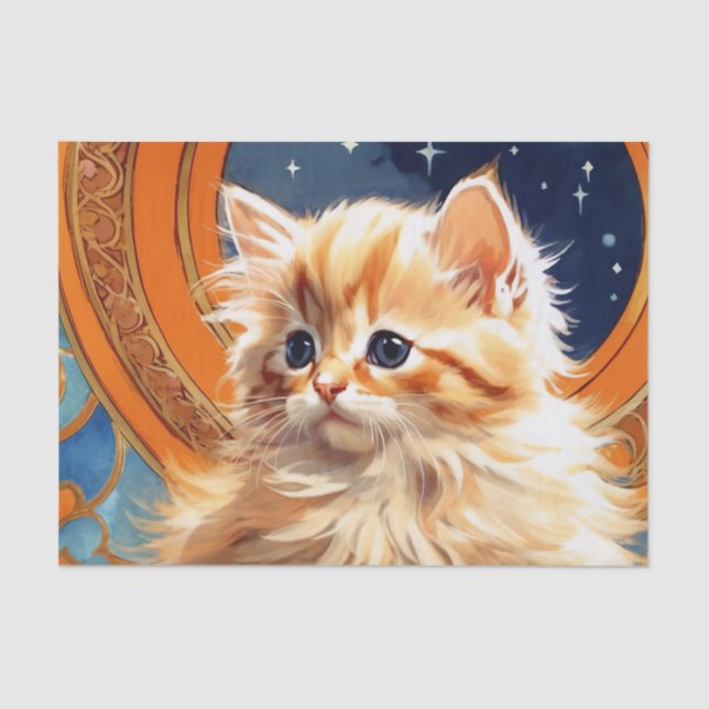 Papel De Seda Alphonse Mucha Art Nouveau Orange Cat (Frente )