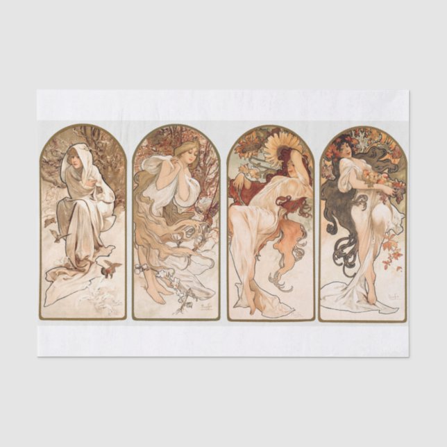 Papel De Seda Alphonse Mucha | As estações - 1897 (Frente )