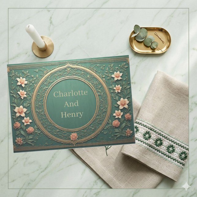 Papel De Seda Alphonse Mucha Florais Opulência Casamento Verde S (Alphonse Mucha Florals Opulence Sage Green Wedding Tissue Paper)