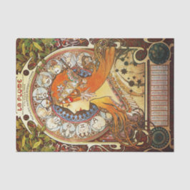 Papel De Seda Alphonse Mucha La Plume Zodiac Art Nouveau Vintage
