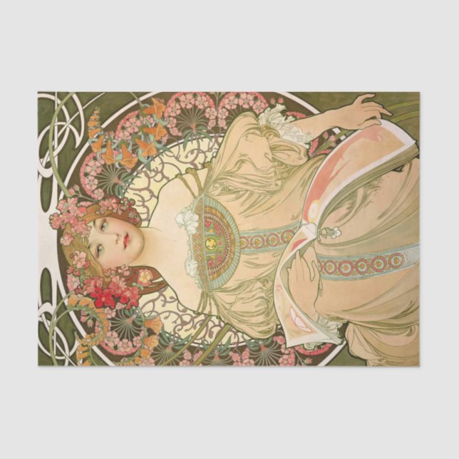 Papel De Seda Alphonse Mucha Vintage - Antiquepage Paper (Frente )