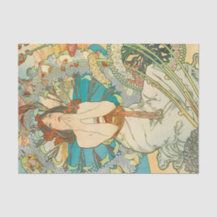 Papel De Seda Alphonse Mucha Vintage - Arte Antiquada de Desliga