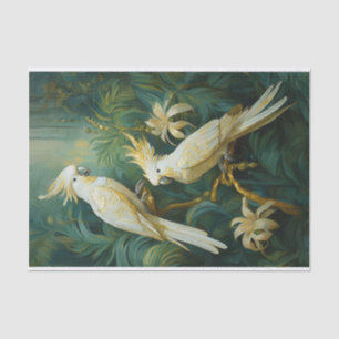 Papel De Seda Amantes de Cacatua, Elegância de Penas Brancas