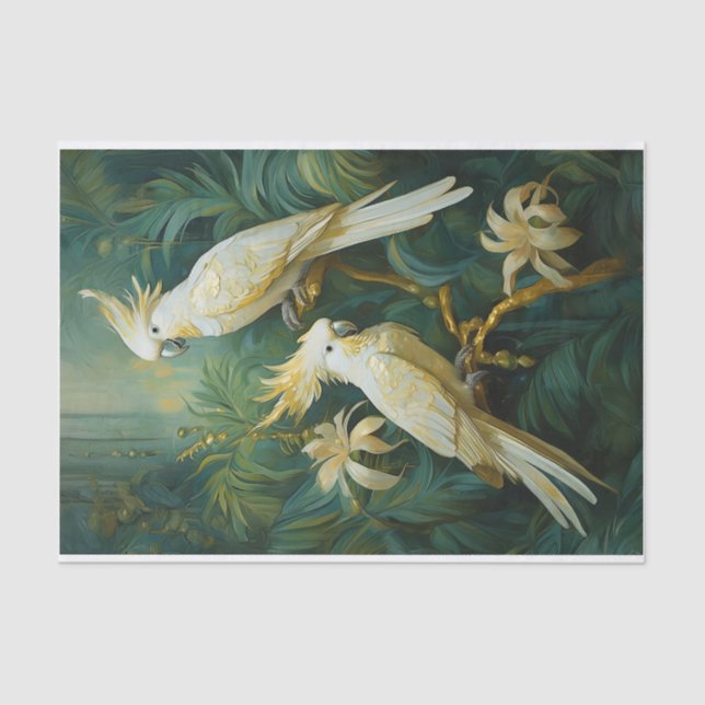 Papel De Seda Amantes de Cockatoo, Elegância de Penas Brancas (Frente )