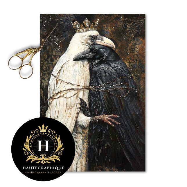 Papel De Seda Amantes de Corvos Coroados Decoupage Gótico  (Criador carregado)