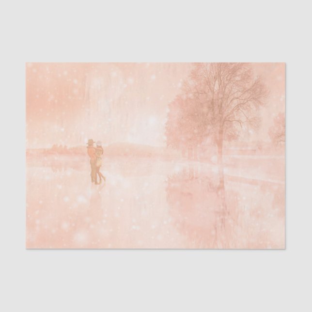 Papel De Seda Amantes em lagoa congelada (Frente )